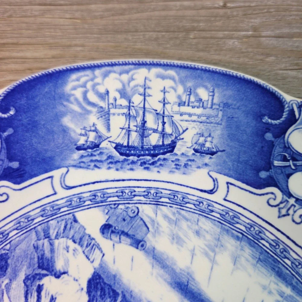 Wedgwood US Naval Academy Hop 1869 Plate Blue White Transferware 10